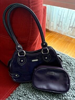 Rosetti Deep Purple Gloss Shoulder Bag with Matching Pouch